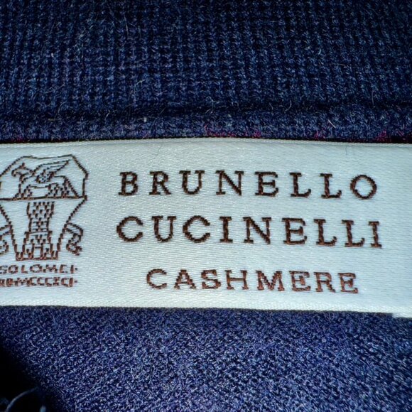 Brunello Cucinelli Mens Virgin Wool/Cashmere Knit Polo Navy Size 48 EU, 1350$RT - Picture 8 of 15
